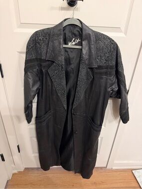 Winlit Vintage 100% Leather Long Jacket